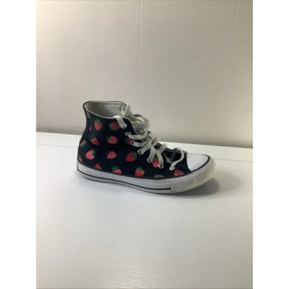 Girls Converse High Top Sneakers Black Strawberry Size 4 us No Box Whimsical
